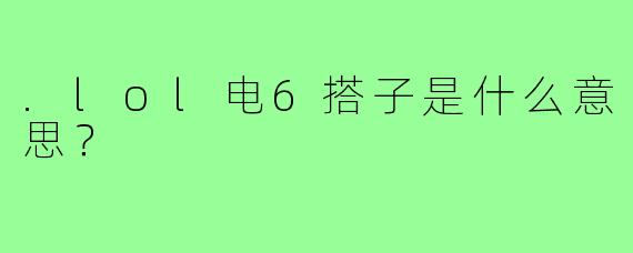 .lol电6搭子是什么意思?