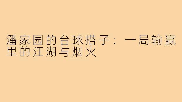 潘家园的台球搭子:一局输赢里的江湖与烟火