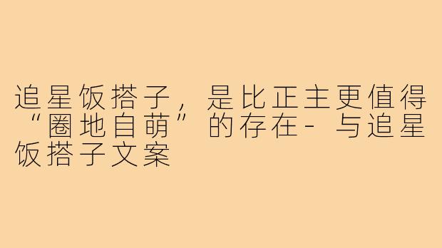 追星饭搭子，是比正主更值得“圈地自萌”的存在-与追星饭搭子文案