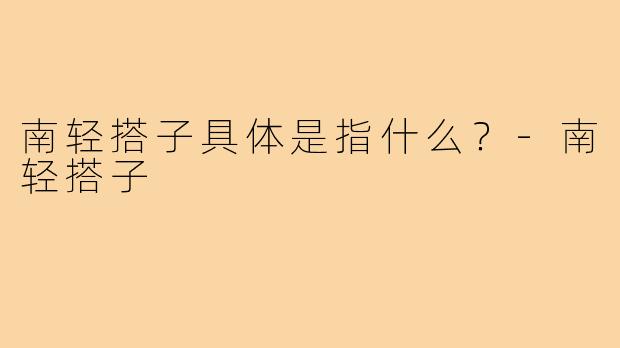 南轻搭子具体是指什么?-南轻搭子