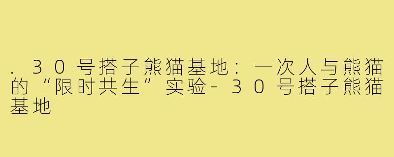 .30号搭子熊猫基地：一次人与熊猫的“限时共生”实验-30号搭子熊猫基地