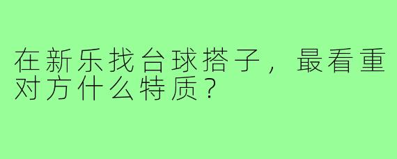在新乐找台球搭子,最看重对方什么特质?