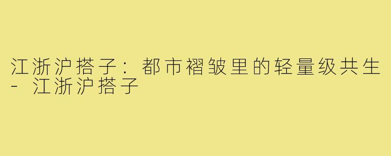 江浙沪搭子:都市褶皱里的轻量级共生-江浙沪搭子