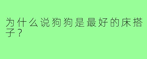 为什么说狗狗是最好的床搭子?