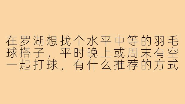 在罗湖想找个水平中等的羽毛球搭子，平时晚上或周末有空一起打球，有什么推荐的方式吗？