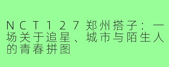 NCT127郑州搭子：一场关于追星、城市与陌生人的青春拼图