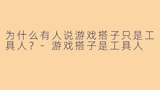 为什么有人说游戏搭子只是工具人？-游戏搭子是工具人