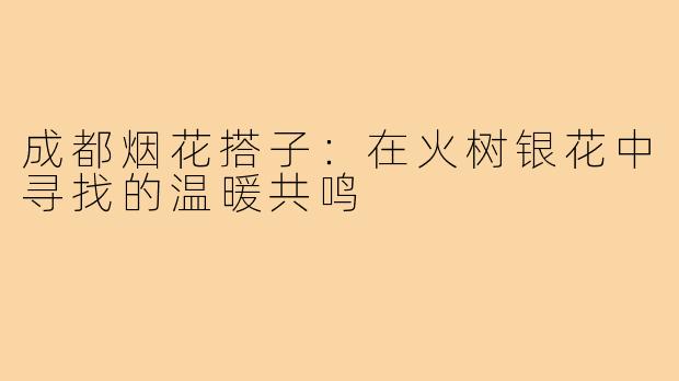 成都烟花搭子：在火树银花中寻找的温暖共鸣