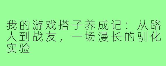 我的游戏搭子养成记:从路人到战友,一场漫长的驯化实验