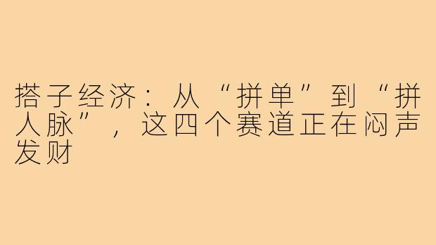 搭子经济:从“拼单”到“拼人脉”,这四个赛道正在闷声发财