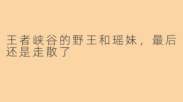 王者峡谷的野王和瑶妹,最后还是走散了