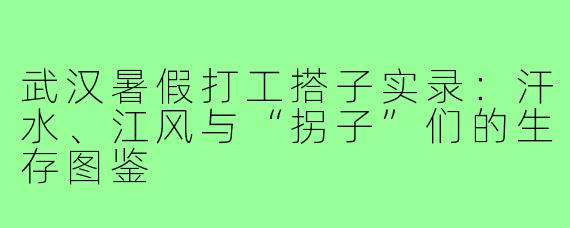 武汉暑假打工搭子实录：汗水、江风与“拐子”们的生存图鉴