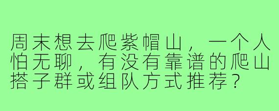 周末想去爬紫帽山，一个人怕无聊，有没有靠谱的爬山搭子群或组队方式推荐？