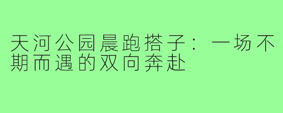 天河公园晨跑搭子：一场不期而遇的双向奔赴