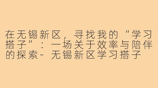 在无锡新区，寻找我的“学习搭子”：一场关于效率与陪伴的探索-无锡新区学习搭子