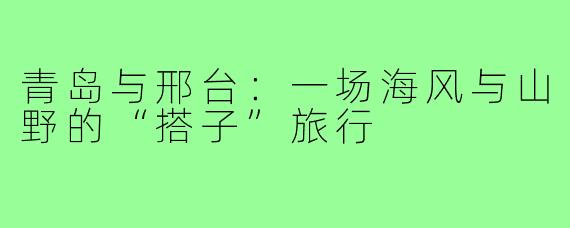 青岛与邢台:一场海风与山野的“搭子”旅行