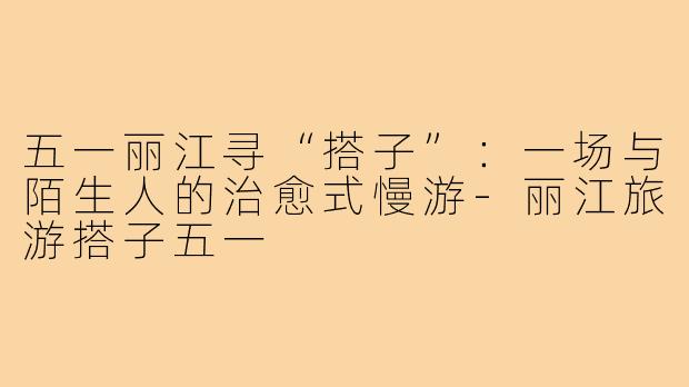 五一丽江寻“搭子”:一场与陌生人的治愈式慢游-丽江旅游搭子五一