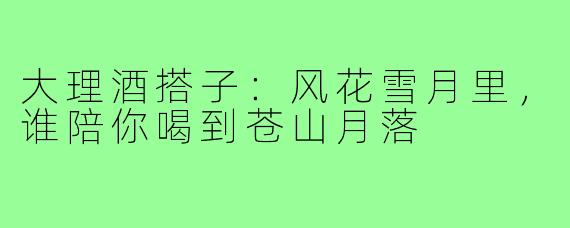 大理酒搭子:风花雪月里,谁陪你喝到苍山月落