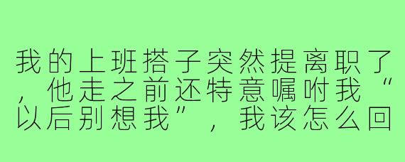 我的上班搭子突然提离职了,他走之前还特意嘱咐我“以后别想我”,我该怎么回他?