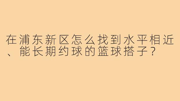 在浦东新区怎么找到水平相近、能长期约球的篮球搭子？