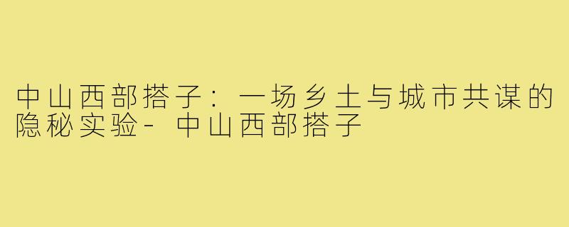 中山西部搭子：一场乡土与城市共谋的隐秘实验-中山西部搭子
