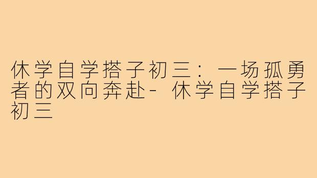 休学自学搭子初三：一场孤勇者的双向奔赴-休学自学搭子初三