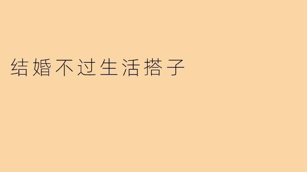 结婚不过生活搭子