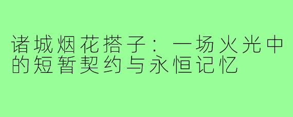 诸城烟花搭子:一场火光中的短暂契约与永恒记忆