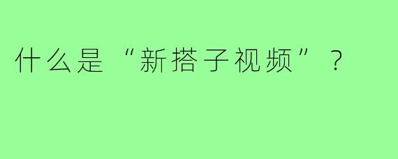 什么是“新搭子视频”?