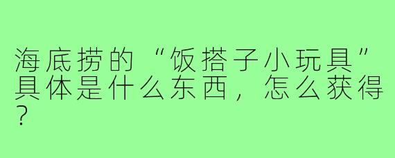 海底捞的“饭搭子小玩具”具体是什么东西，怎么获得？