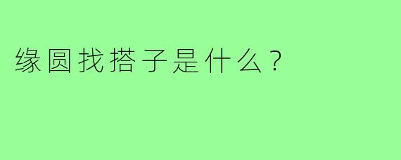 缘圆找搭子是什么?