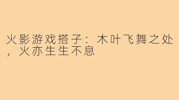 火影游戏搭子:木叶飞舞之处,火亦生生不息