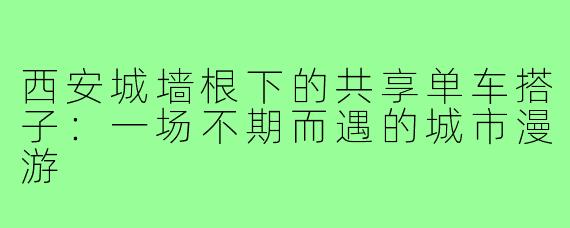 西安城墙根下的共享单车搭子：一场不期而遇的城市漫游