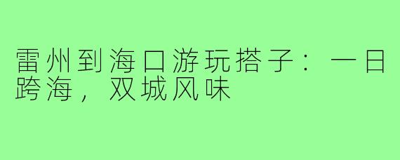 雷州到海口游玩搭子:一日跨海,双城风味