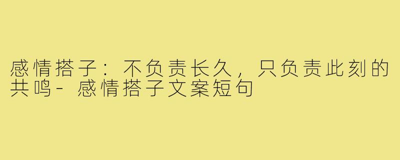 感情搭子：不负责长久，只负责此刻的共鸣-感情搭子文案短句