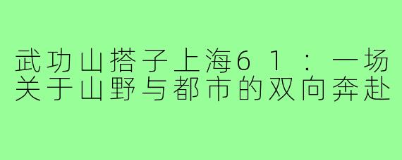 武功山搭子上海61：一场关于山野与都市的双向奔赴