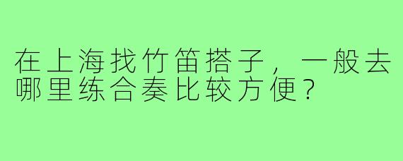 在上海找竹笛搭子，一般去哪里练合奏比较方便？