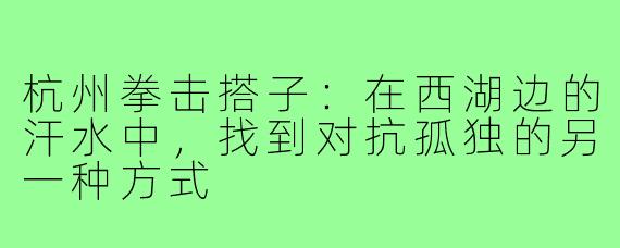 杭州拳击搭子:在西湖边的汗水中,找到对抗孤独的另一种方式