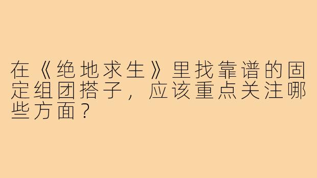在《绝地求生》里找靠谱的固定组团搭子,应该重点关注哪些方面?