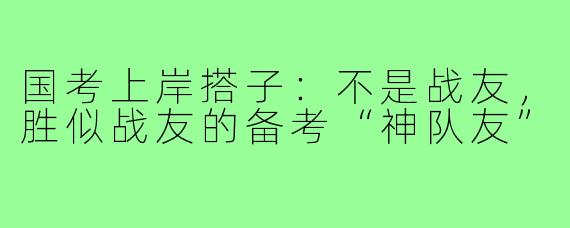 国考上岸搭子：不是战友，胜似战友的备考“神队友”
