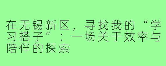 在无锡新区，寻找我的“学习搭子”：一场关于效率与陪伴的探索