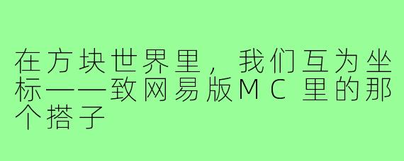 在方块世界里，我们互为坐标——致网易版MC里的那个搭子