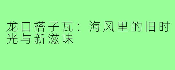 龙口搭子瓦:海风里的旧时光与新滋味