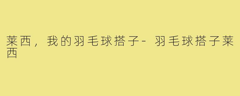 莱西，我的羽毛球搭子-羽毛球搭子莱西