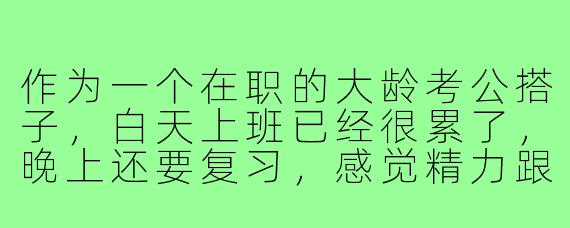 作为一个在职的大龄考公搭子，白天上班已经很累了，晚上还要复习，感觉精力跟不上，怎么才能坚持下去？