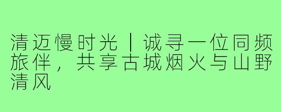 清迈慢时光｜诚寻一位同频旅伴，共享古城烟火与山野清风