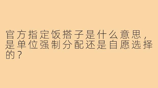 官方指定饭搭子是什么意思,是单位强制分配还是自愿选择的?