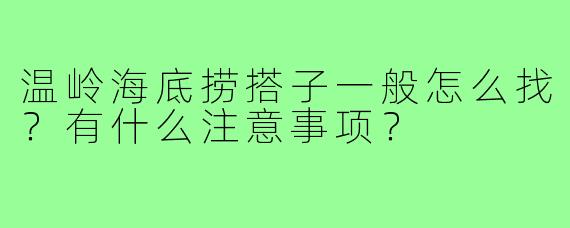 温岭海底捞搭子一般怎么找?有什么注意事项?