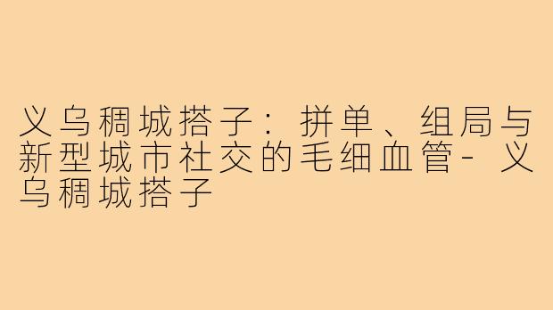 义乌稠城搭子：拼单、组局与新型城市社交的毛细血管-义乌稠城搭子