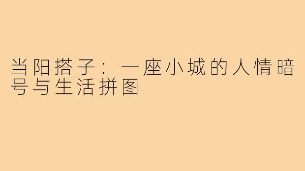 当阳搭子：一座小城的人情暗号与生活拼图